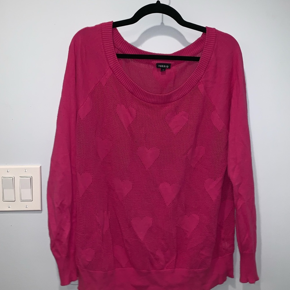 Pink heart sweater from Torrid.